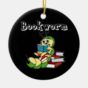 Bookworm Ceramic Ornament