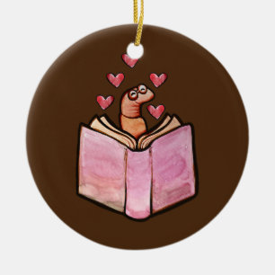 Bookworm Cute Bookish reader artwork  Ceramic Ornament