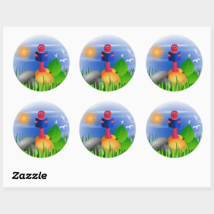 Bookworm Cute Fun Kid's School Round Stickers