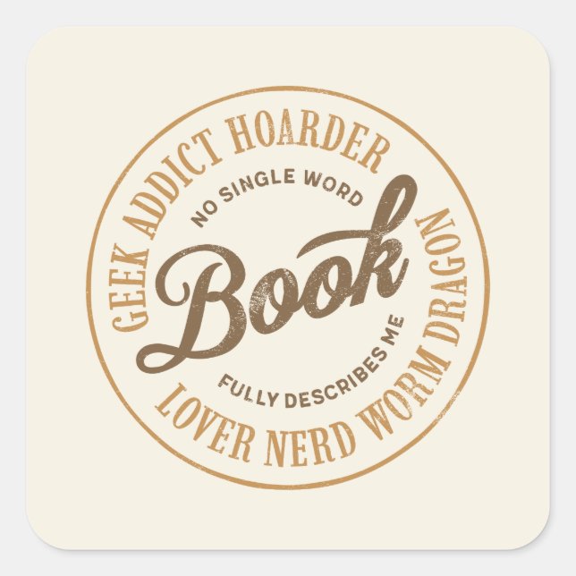 Bookworm Description Square Sticker (Front)
