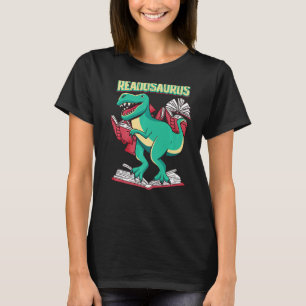 Bookworm Dinosaur Reading Book T-Shirt