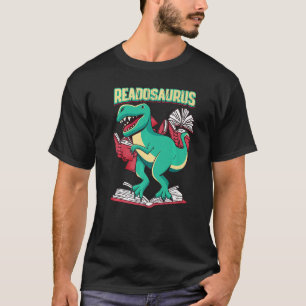 Bookworm Dinosaur Reading Book T-Shirt