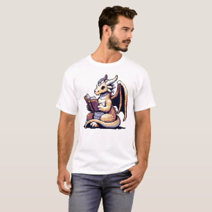 Bookworm Dragon - Funny Pixel Art Fantasy Design T-Shirt
