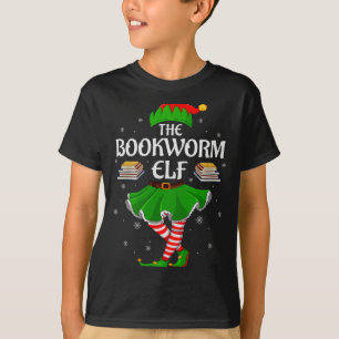 Bookworm Elf Christmas Family Girls Women Elf Squa T-Shirt