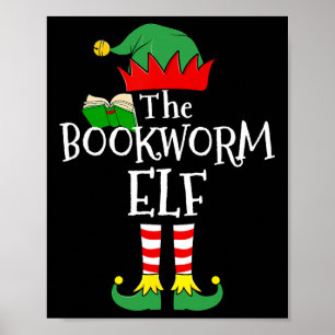 Bookworm Elf Matching Family Group Christmas Party Poster