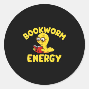 Bookworm energy funny reading lover for women men classic round sticker