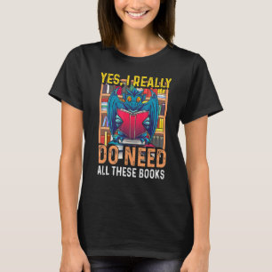 Bookworm Flying Mythical Creature Reading Dragon T-Shirt