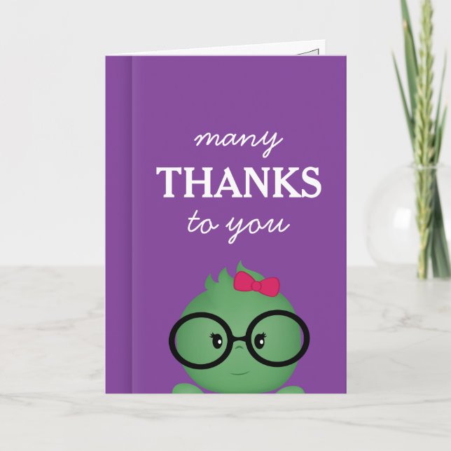 Bookworm Girl Birthday Thank You Card (Front)