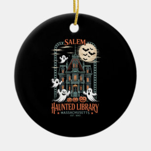 Bookworm Halloween Shirt Haunted Library Ceramic Ornament