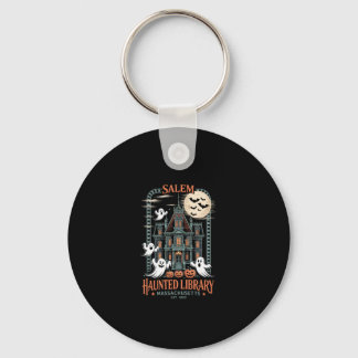 Bookworm Halloween Shirt Haunted Library Key Ring