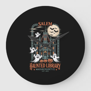 Bookworm Halloween Shirt Haunted Library Large Clock