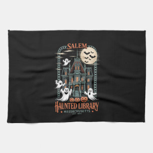 Bookworm Halloween Shirt Haunted Library Tea Towel