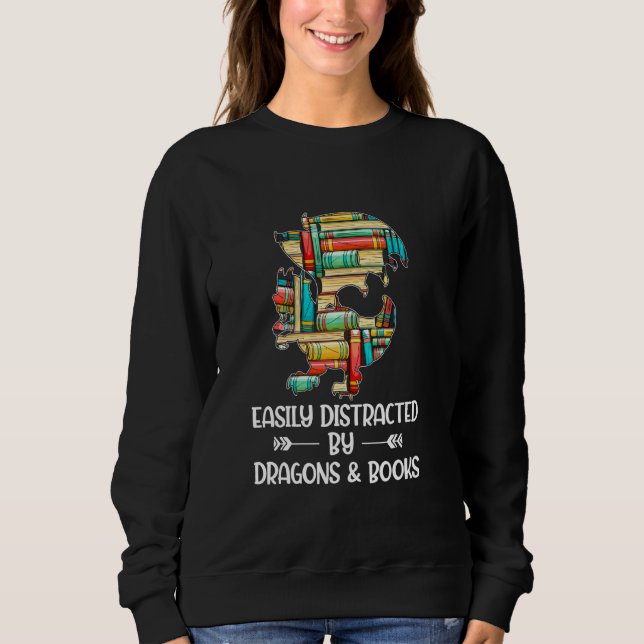 Bookworm Idea Animal Reader Book Dragon Sweatshirt (Front)