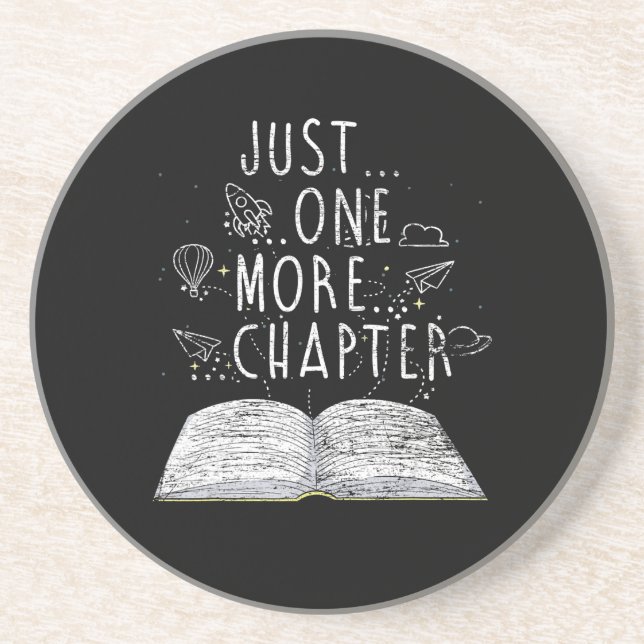 bookworm just one more chapter reading books coaster (Front)
