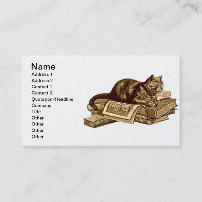 Bookworm Kitty Cat Reading Books Business Card (Front)