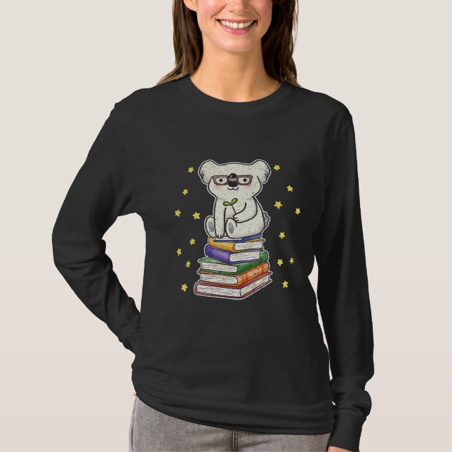 Bookworm Koala Bear Reading  Koala T-Shirt (Front)