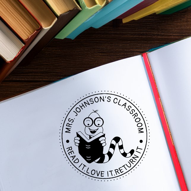 Bookworm Library Teachers Classroom Rubber Stamp (Bookworm Library Teachers Classroom Rubber Stamp)
