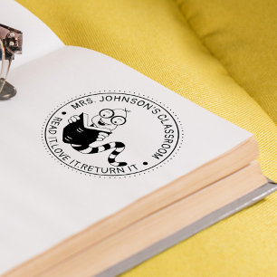 Bookworm Library Teachers Classroom Rubber Stamp