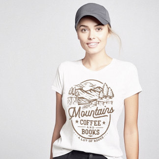 Bookworm Mountains Coffee Books T-Shirt