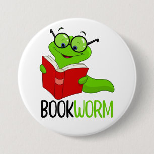 Bookworm Reading  7.5 Cm Round Badge
