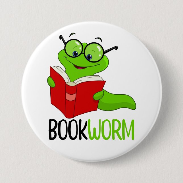 Bookworm Reading  7.5 Cm Round Badge (Front)