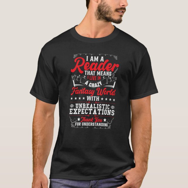 Bookworm Reading Book  Library Librarian T-Shirt (Front)
