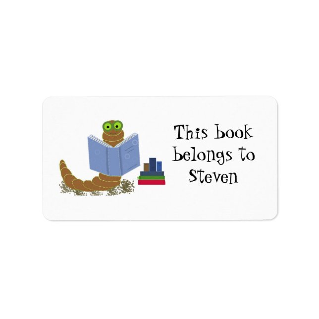 Bookworm Reading Books Label (Front)