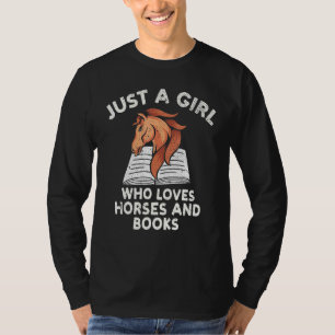 Bookworm Reading Equestrian Animal Girls Women Ho T-Shirt
