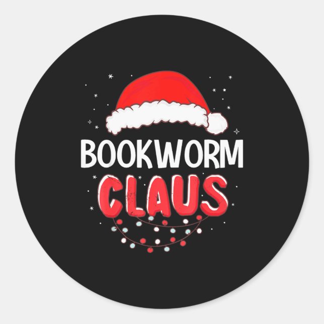 Bookworm Santa Claus Christmas Matching Costume  Classic Round Sticker (Front)