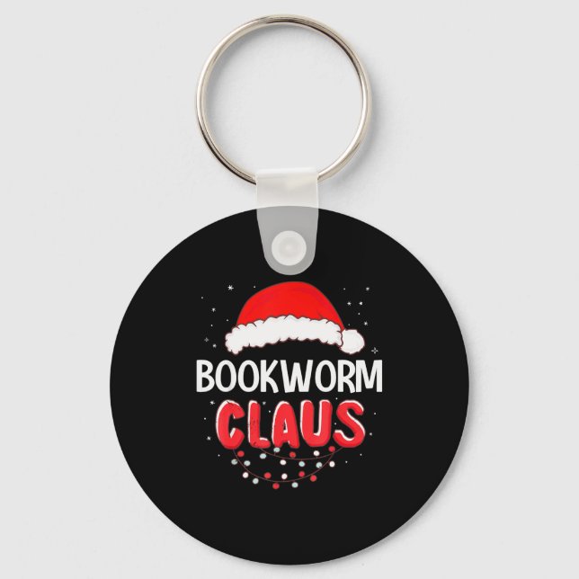 Bookworm Santa Claus Christmas Matching Costume  Key Ring (Front)
