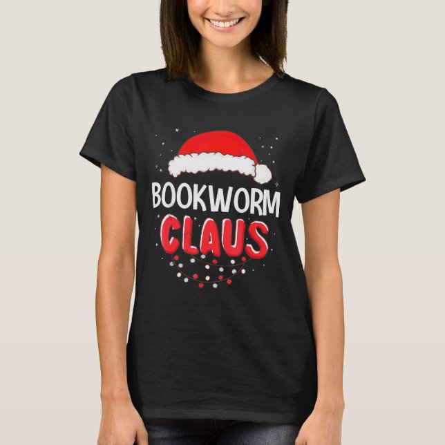 Bookworm Santa Claus Christmas Matching Costume  T-Shirt (Front)
