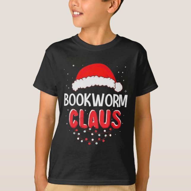 Bookworm Santa Claus Christmas Matching Costume  T-Shirt (Front)