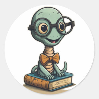 Bookworm Scholar Sticker - Round Design