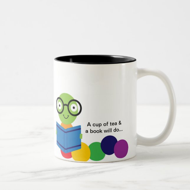 Bookworm & Tea Two-Tone Coffee Mug (Right)