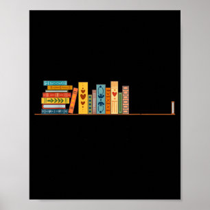 Bookworm Woman Reading Fiction Novels Library Book Poster