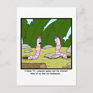 Bookworm: Worm Cartoon Postcard