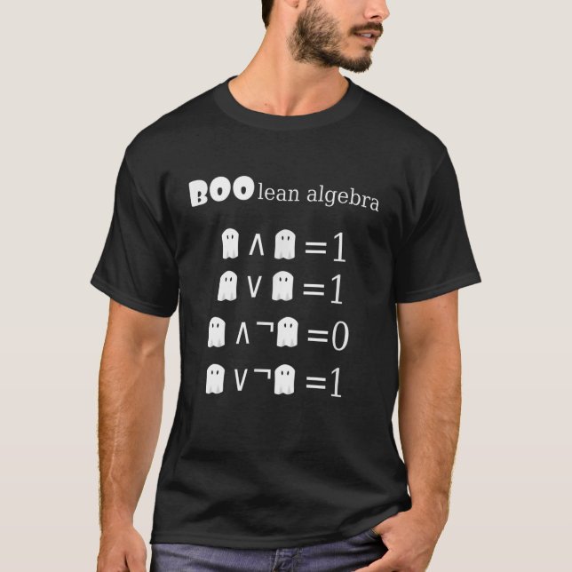 Boolean Algebra Halloween Math T-Shirt (Front)