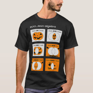 Boolean Algebra Trick Or Treat Pumpkin Venn Diagra T-Shirt