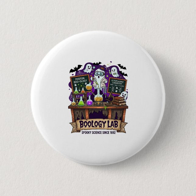 Boology Lab Spooky Science Ghost Scientist Potions 6 Cm Round Badge (Front)