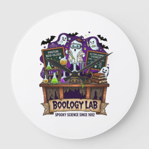Boology Lab Spooky Science Ghost Scientist Potions Large Clock