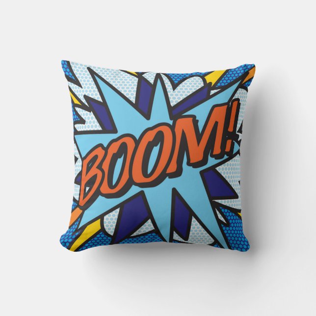 BOOM BANG Fun Retro Comic Book Pop Art Cushion (Front)
