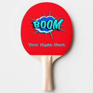 Boom Bang Red & Blue Personalized Ping Pong Paddle
