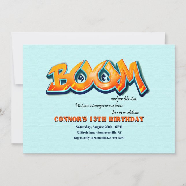 Boom Birthday Party Invitation (Front)