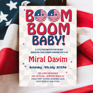 Boom Boom Baby 4th of July  Baby Shower Invitation