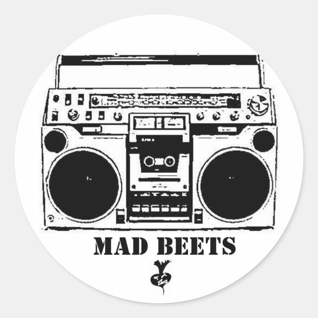 Boom Box Classic Round Sticker (Front)