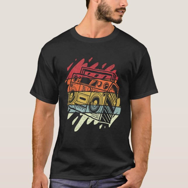 Boom Box Ghetto Blaster Radio Retro 80's 90's Hip  T-Shirt (Front)