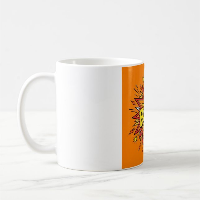 BOOM! Comic Book Pop Art Orange Coffee Mug (Left)