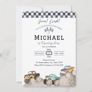 Boom Crash Monster Truck Bash Invite
