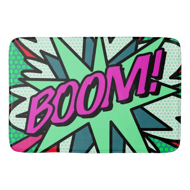 BOOM Fun Cool Modern Comic Book  Bath Mat (Front)