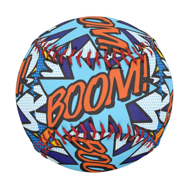 BOOM Fun Retro Comic Book Pop Art Baseball (Front)